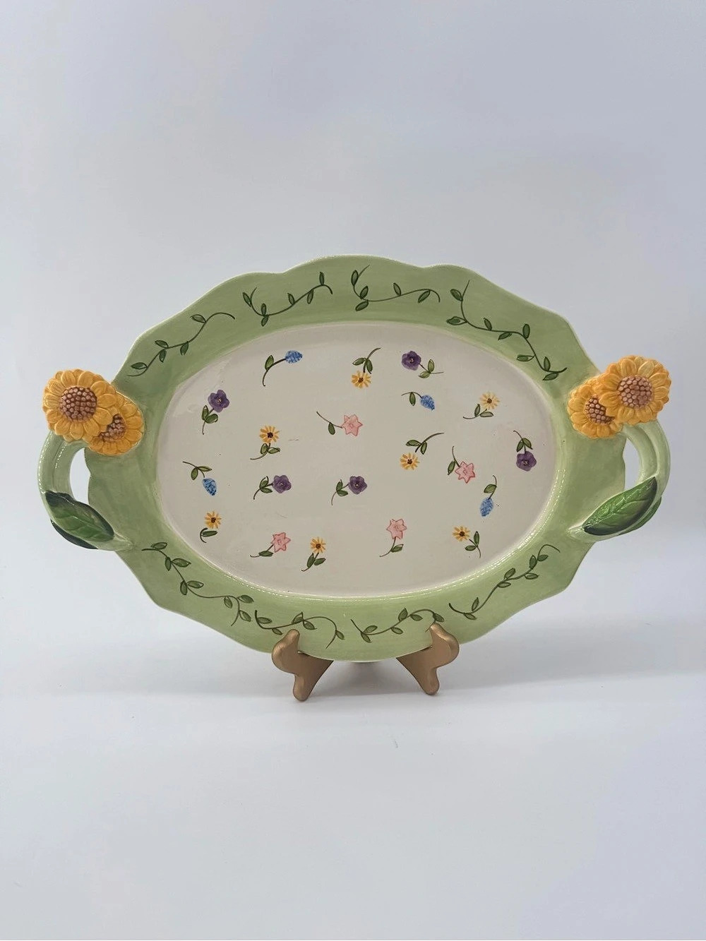 Floral Handled Serveware Platter